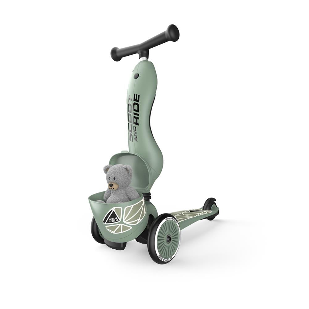 Scoot & Ride Highwaykick 1 Lifestyle, green lines - Kinderroller mit Aufbewahrungsbox