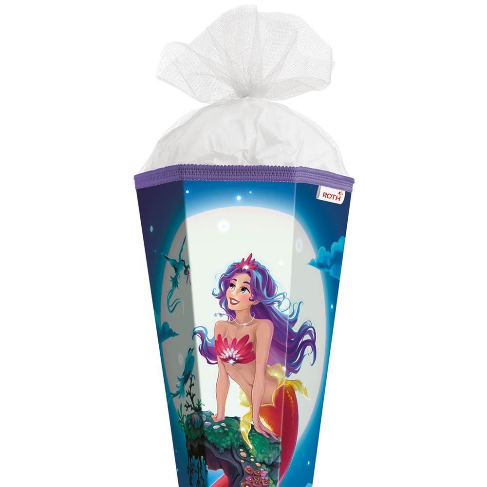 Roth Schultüte Magische Meerjungfrau, 85cm, eckig, Rot(h)-Spitze, Tüllverschluss