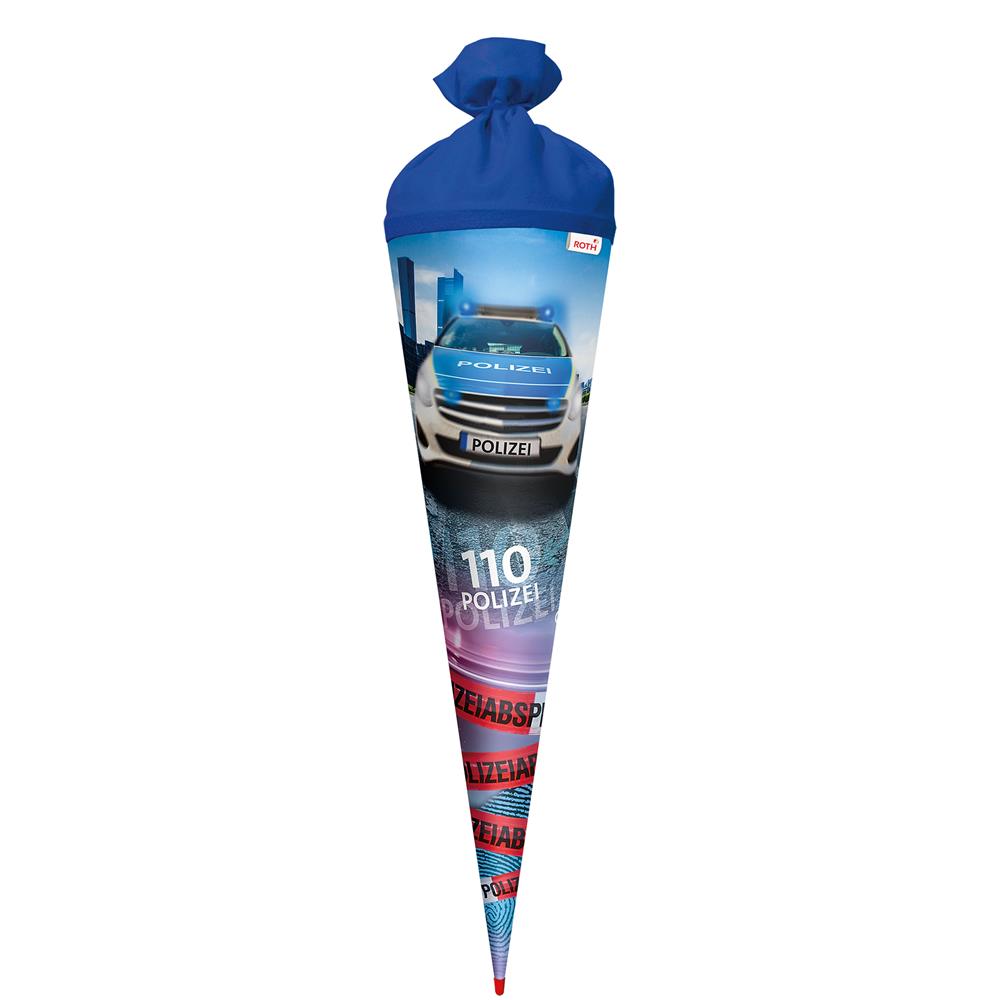 Roth Schultüte Polizei 110, 70cm, rund, Rot(h)-Spitze, Filzverschluss