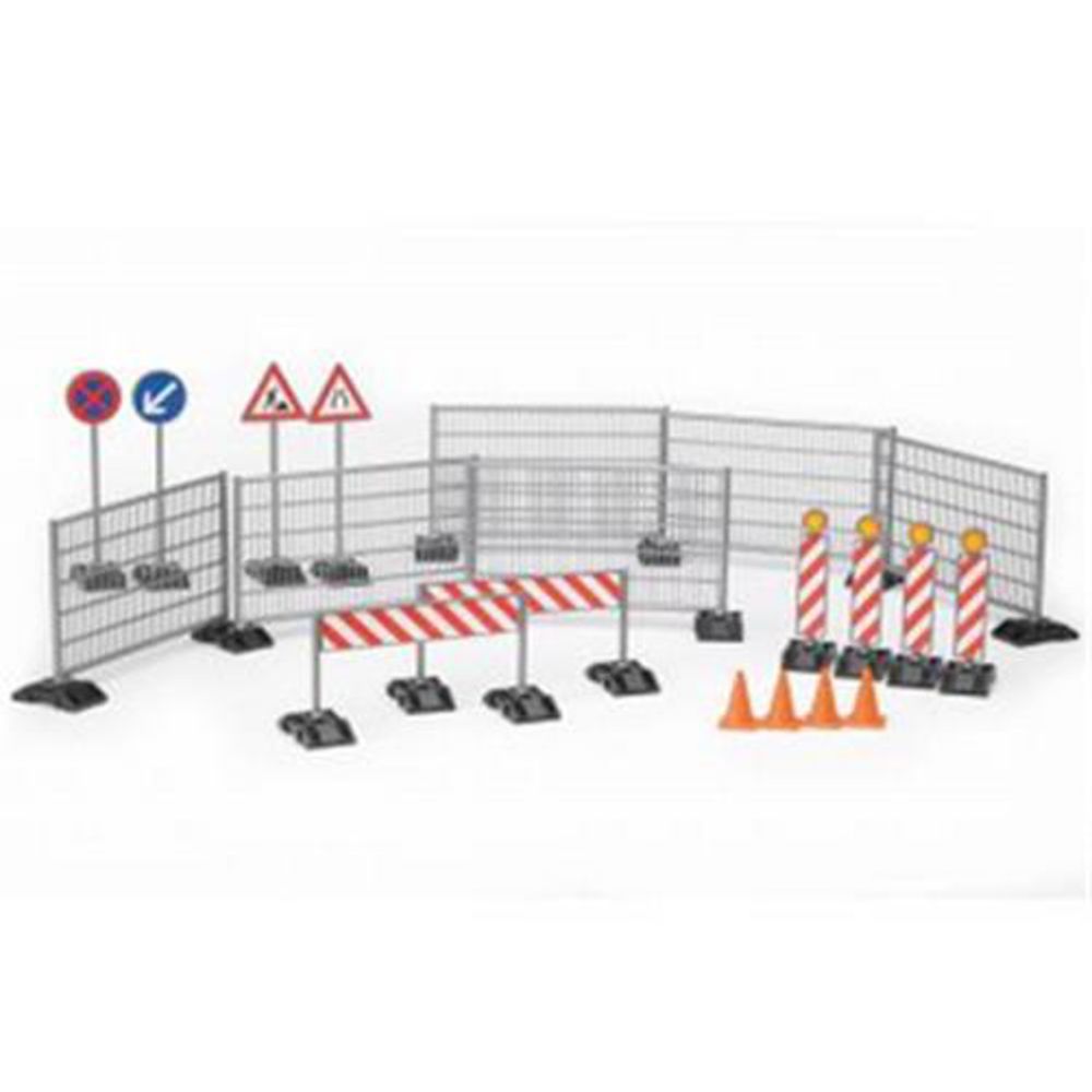 Bruder 62007 - Zubehör Baustellenset: Zäune, Schilder und Pilonen