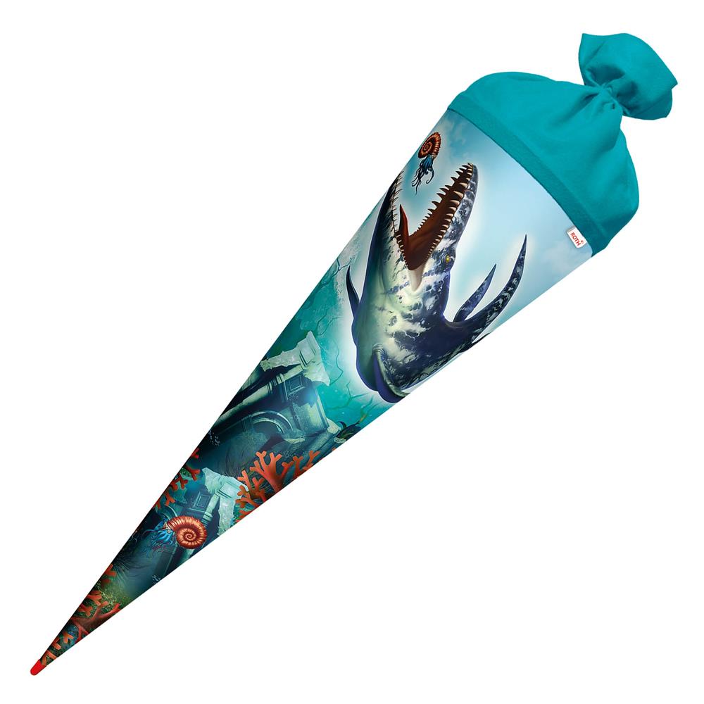 Roth Schultüte Dino Mosasaurus, 70cm, rund, Rot(h)-Spitze, Filzverschluss