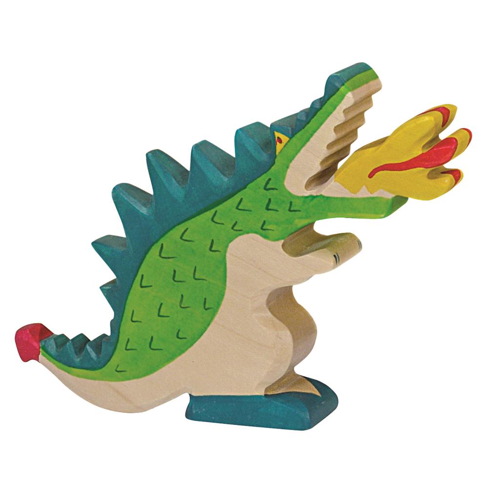 Holztiger Holzfigur - Drache, grün, Holzspielzeug, ab 3 Jahren