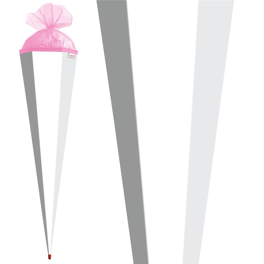 Roth Schultüte-Rohling/Basteltüte, weiß, 85cm, eckig, Rot(h)-Spitze, mit Tüllverschluss (pink)