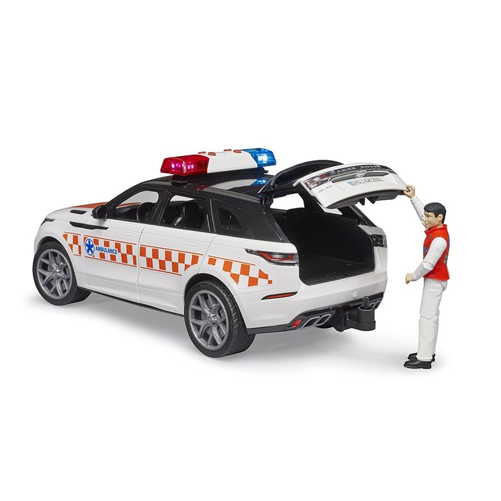 Bruder 02885 - Range Rover Velar Notarztfahrzeug mit Fahrer, 1:16, mit Licht & Sound Modul