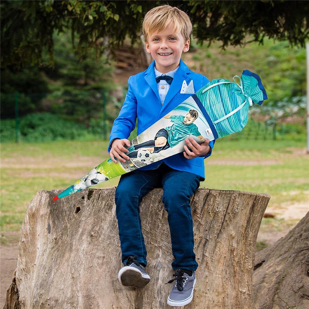 Roth Schultüte Stoffwunder Fußballstar, 70cm, rund, Rot(h)-Spitze, mit Stoffverschluss