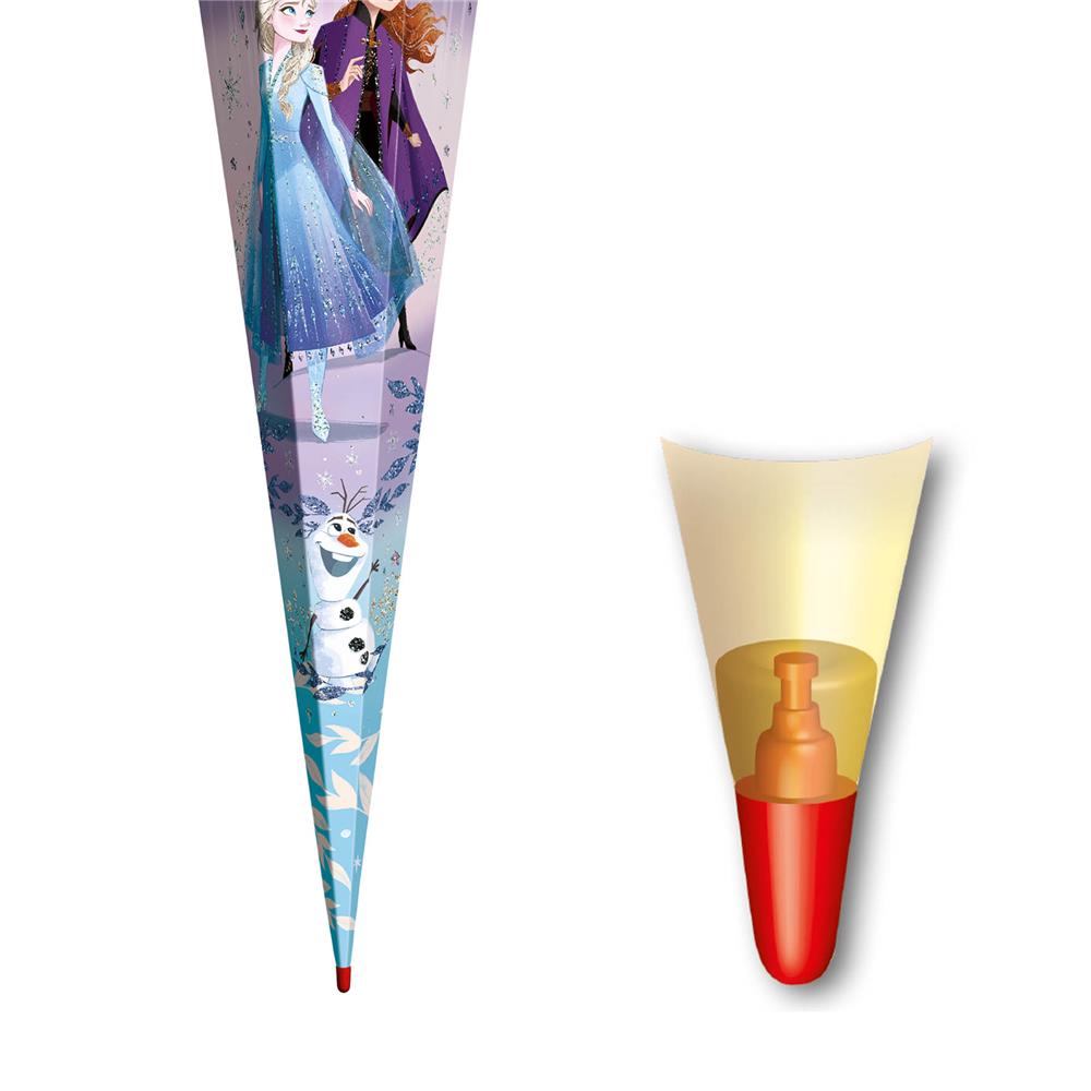 Roth Schultüte Disney Frozen, 85cm, eckig, Rot(h)-Spitze, Tüllverschluss, Glitter, Glitzerborte