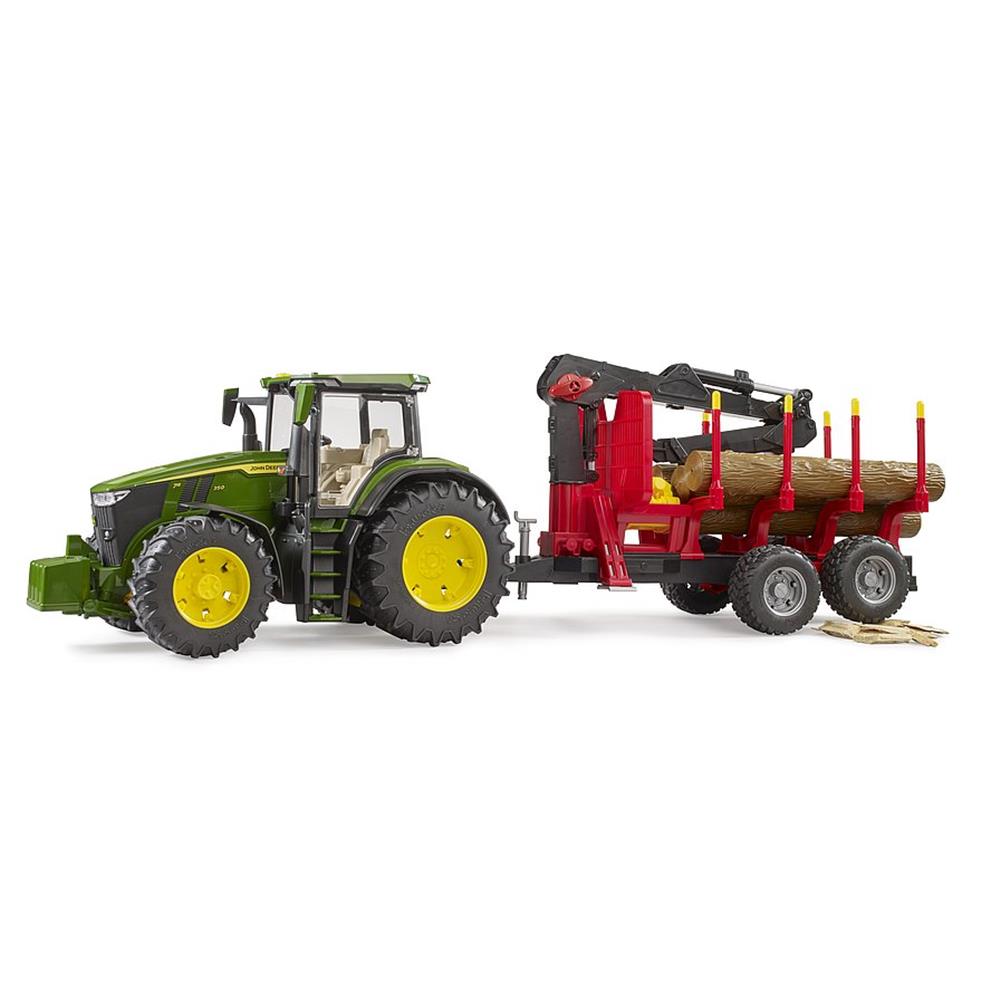 Bruder 03154 - John Deere 7R 350 mit Rückeanhänger und 4 Baumstämmen