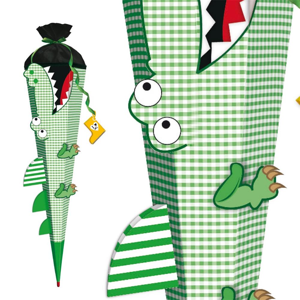 Roth Schultüte-Bastelset, Krokodil vom Nil, 80cm, eckig, Rot(h)-Spitze, Filzverschluss