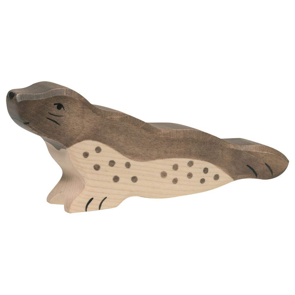 Holztiger Holzfigur - Robbe, Kopf hoch, Holzspielzeug, ab 3 Jahren