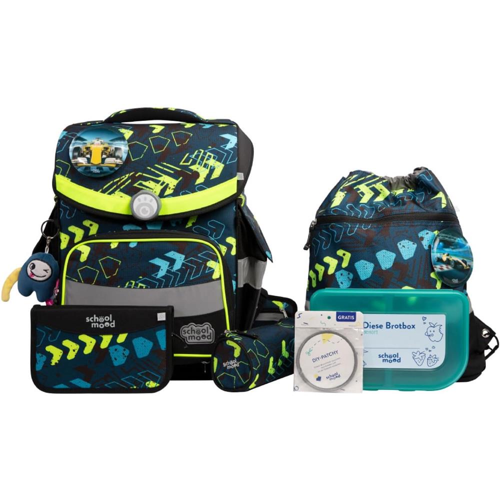 School-Mood Schulranzenset Timeless Pro, Elias (Racing), 7-teilig