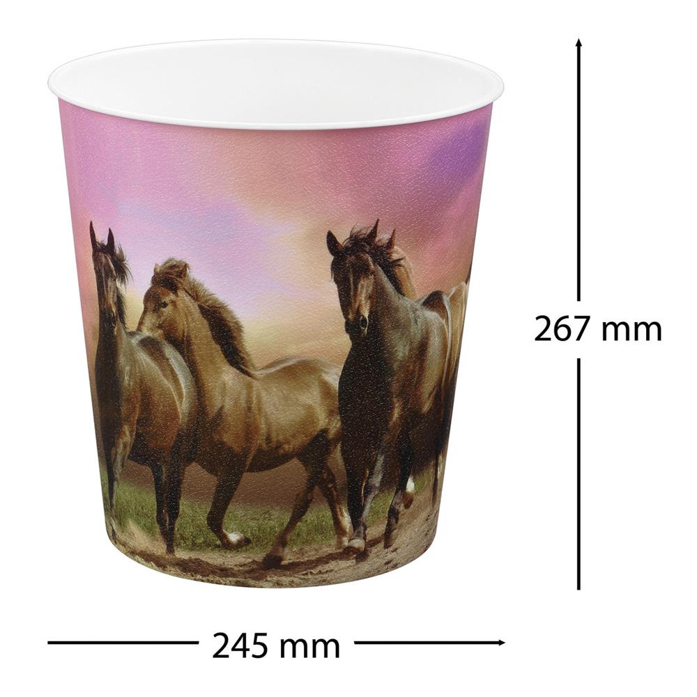 Idena Papierkorb, Pferde - 9 Liter Mülleimer/Apfalleimer aus Kunststoff