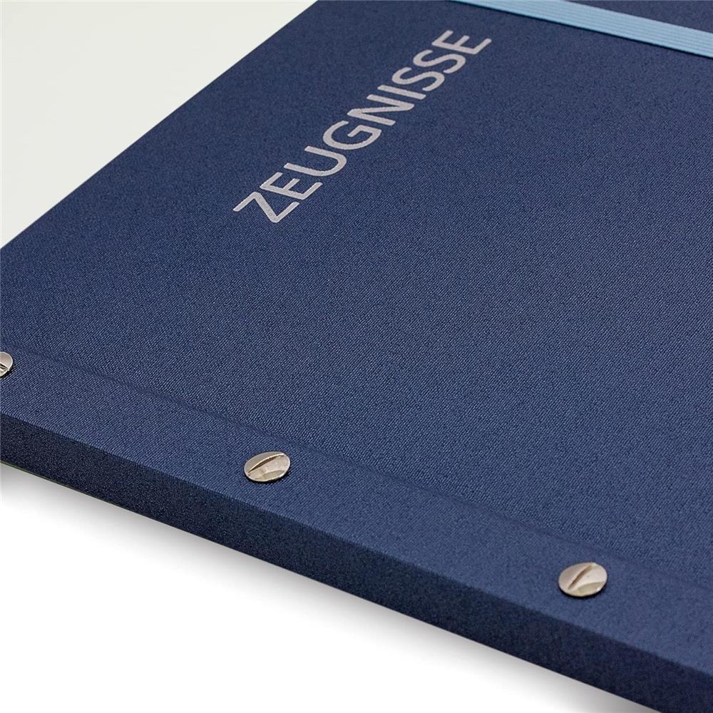 Roth Zeugnismappe Metallium Blau, mit 12 A4 Klarsichthüllen, im Buchleineinband