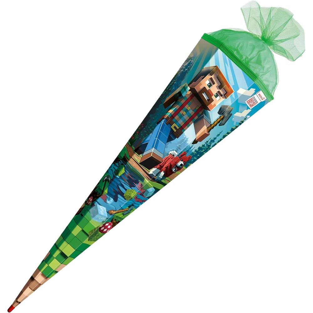 Roth Schultüte Block Game, 85cm, eckig, Rot(h)-Spitze, Tüllverschluss