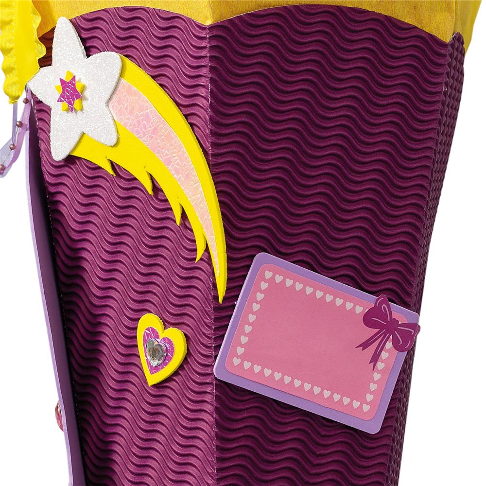 Roth Schultüte-Bastelset, Einhornportrait, 68cm, eckig, Rot(h)-Spitze, Kreppverschluss