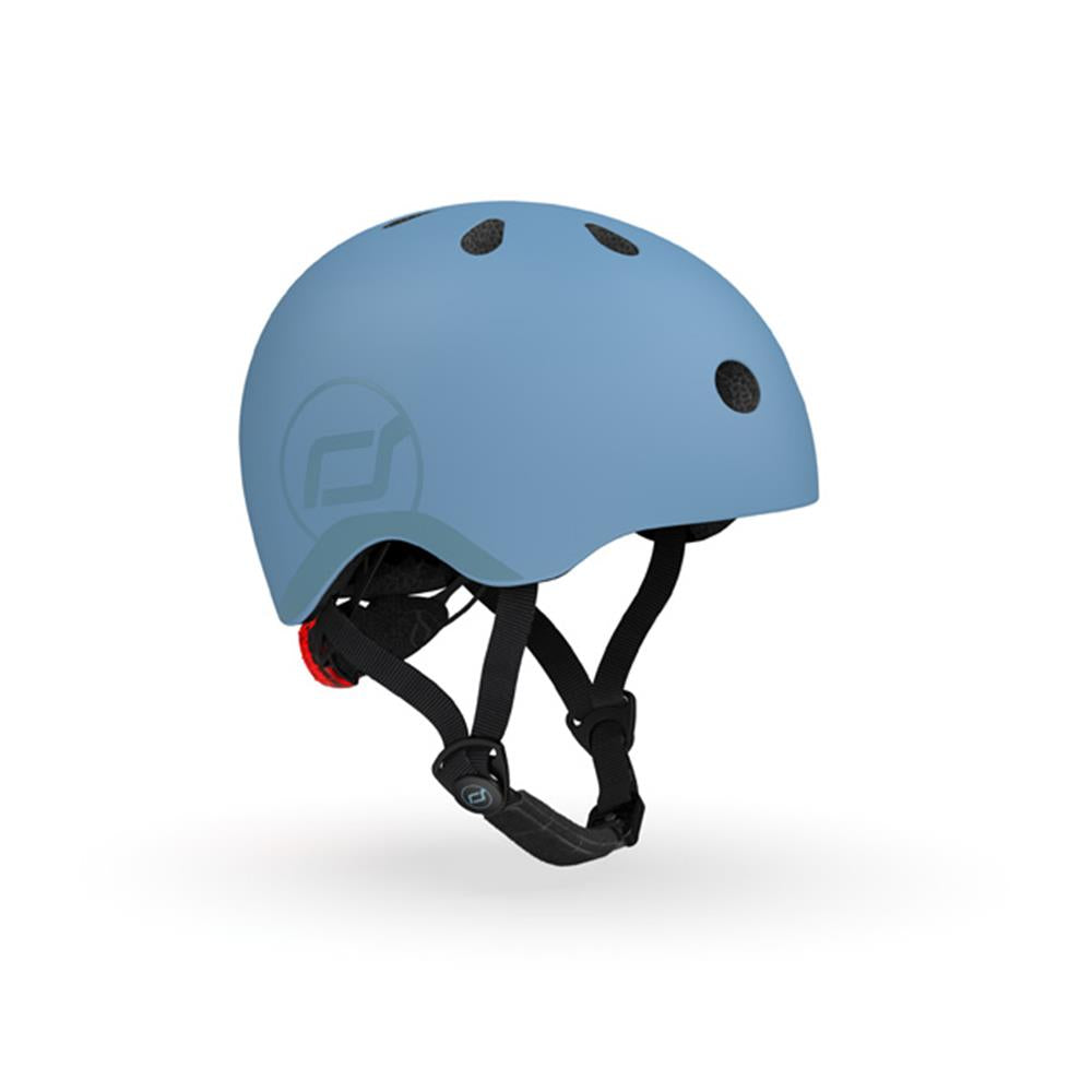 Scoot & Ride Kinderhelm Größe S-M (51-55 cm) steel - Schutzhelm mit LED-Licht