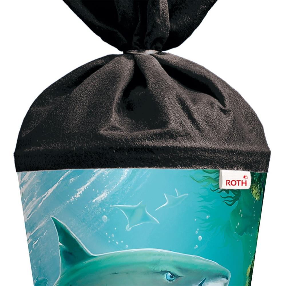 Roth Schultüte Hai mit Krake, 70cm, rund, Rot(h)-Spitze, Filzverschluss