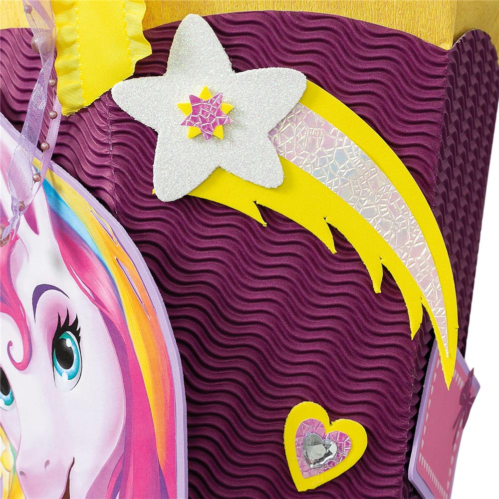 Roth Schultüte-Bastelset, Einhornportrait, 68cm, eckig, Rot(h)-Spitze, Kreppverschluss