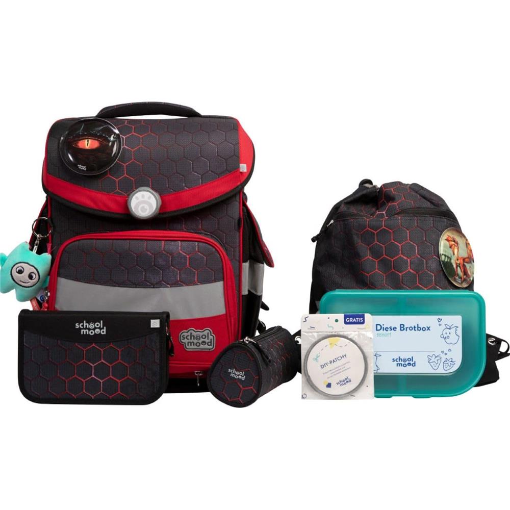 School-Mood Schulranzenset Timeless Pro Mika (Drache), 7-teilig