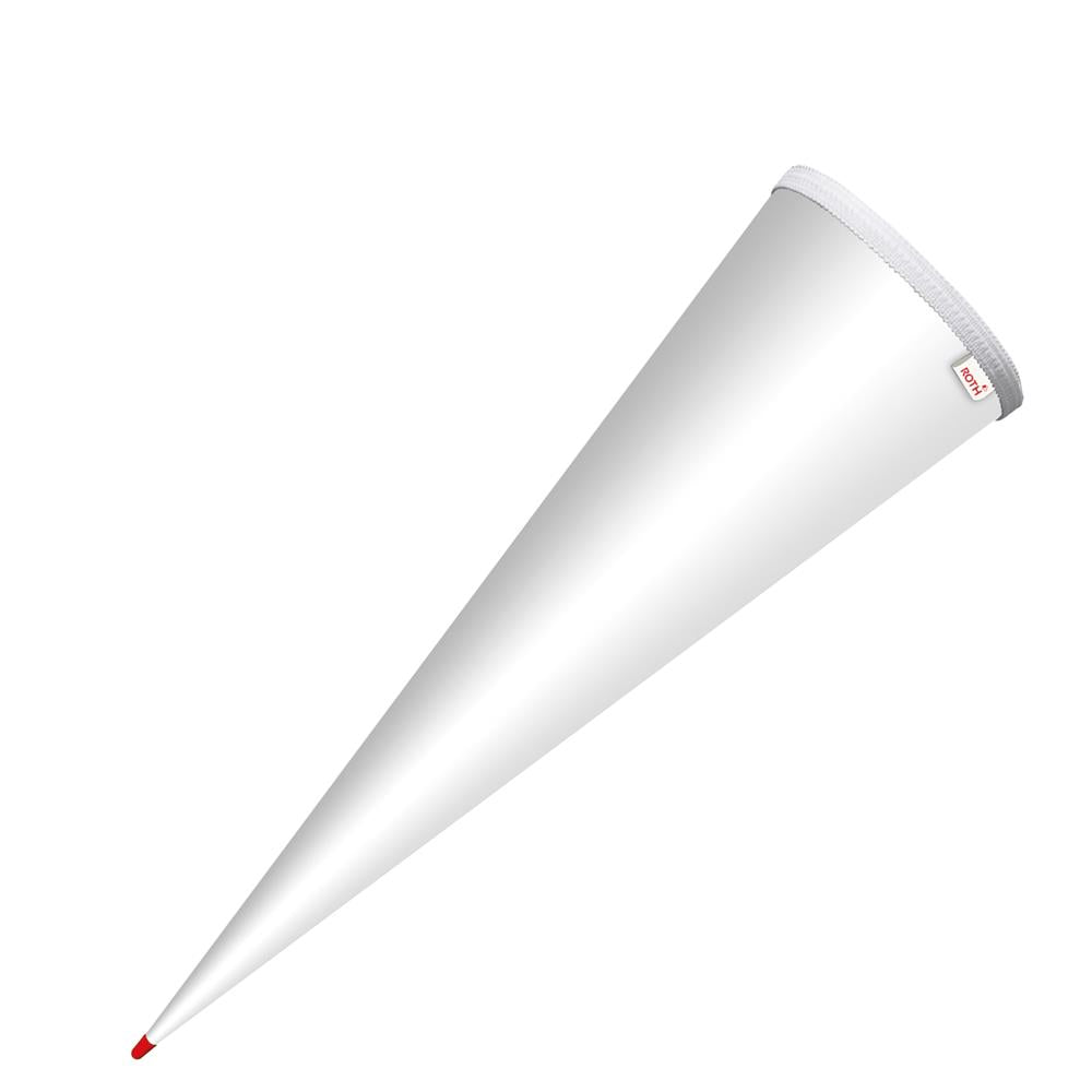 Roth Schultüte-Rohling/Basteltüte, weiß, 70cm, rund, Rot(h)-Spitze, ohne Verschluss