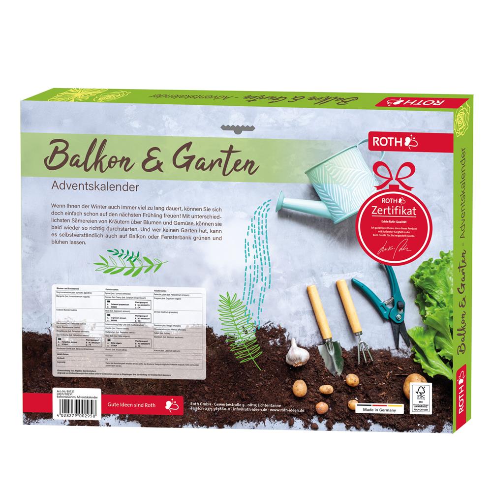 Roth Balkon & Garten-Adventskalender – 24 Samentütchen mit Aussaat-Tipps