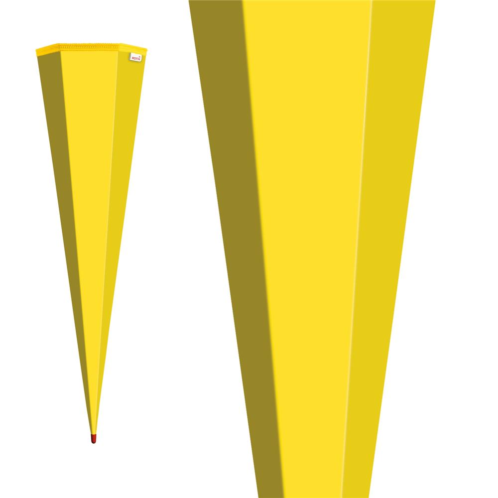 Roth Schultüte-Rohling/Basteltüte, gelb, 85cm, eckig, Rot(h)-Spitze, ohne Verschluss