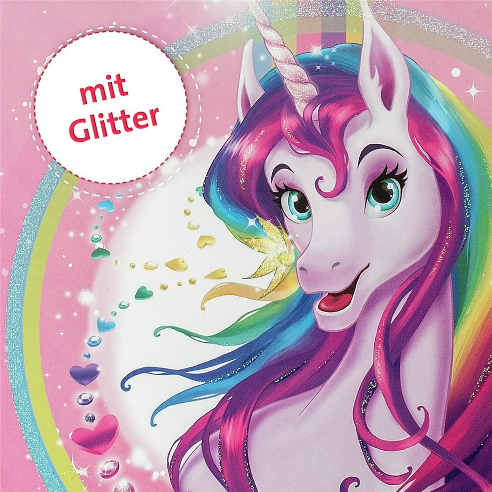 Roth Zeugnismappe Einhornportrait mit Glitzer, mit 10 A4 Klarsichthüllen