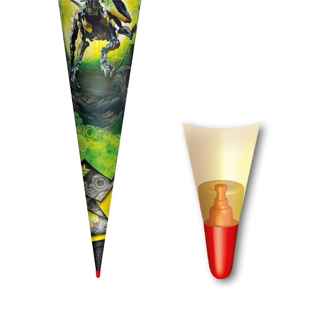 Roth Schultüte Dinosaurier Robo-Rex, 70cm, rund, Rot(h)-Spitze, Filzverschluss