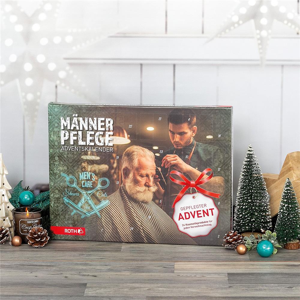 Roth Männerpflege-Adventskalender – 24 Pflegeprodukte für Bart, Haut & Haar – Geschenk für Männer