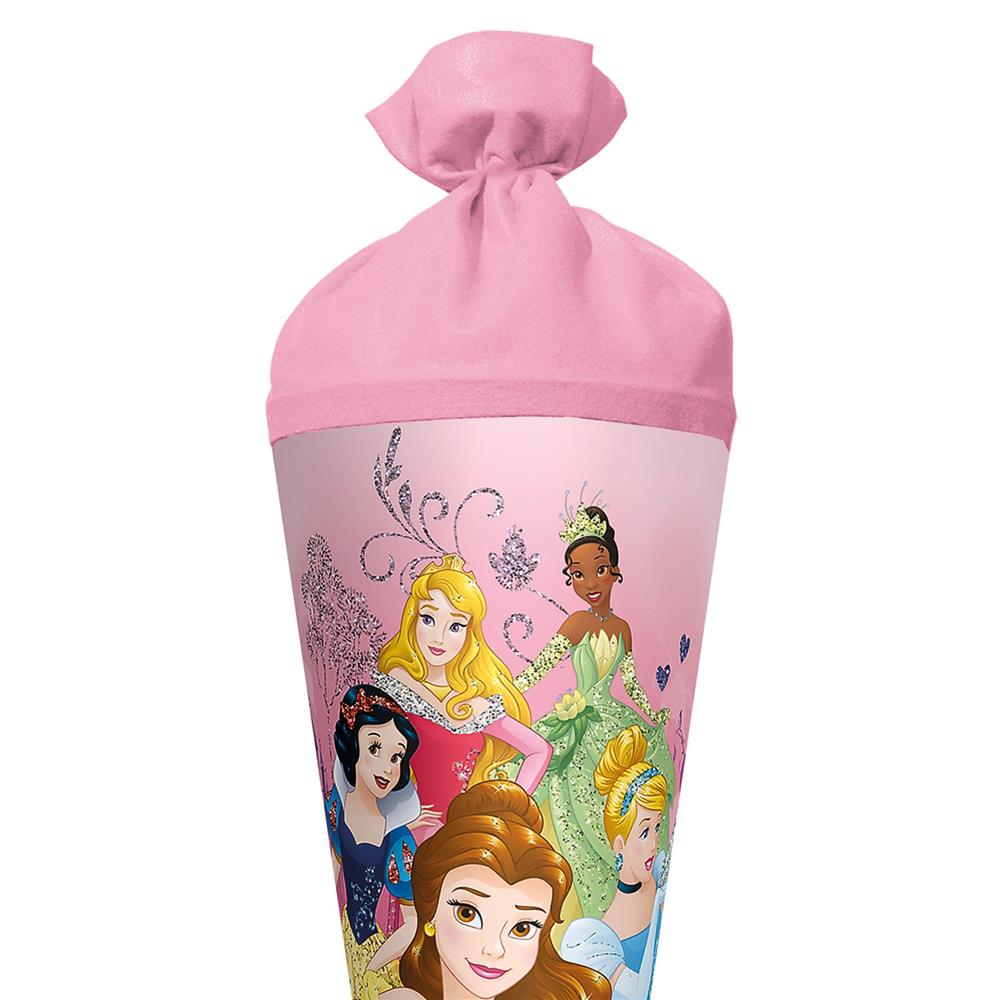 Roth Schultüte Disney Princess, 70cm, rund, Rot(h)-Spitze, Filzverschluss, Glitzer