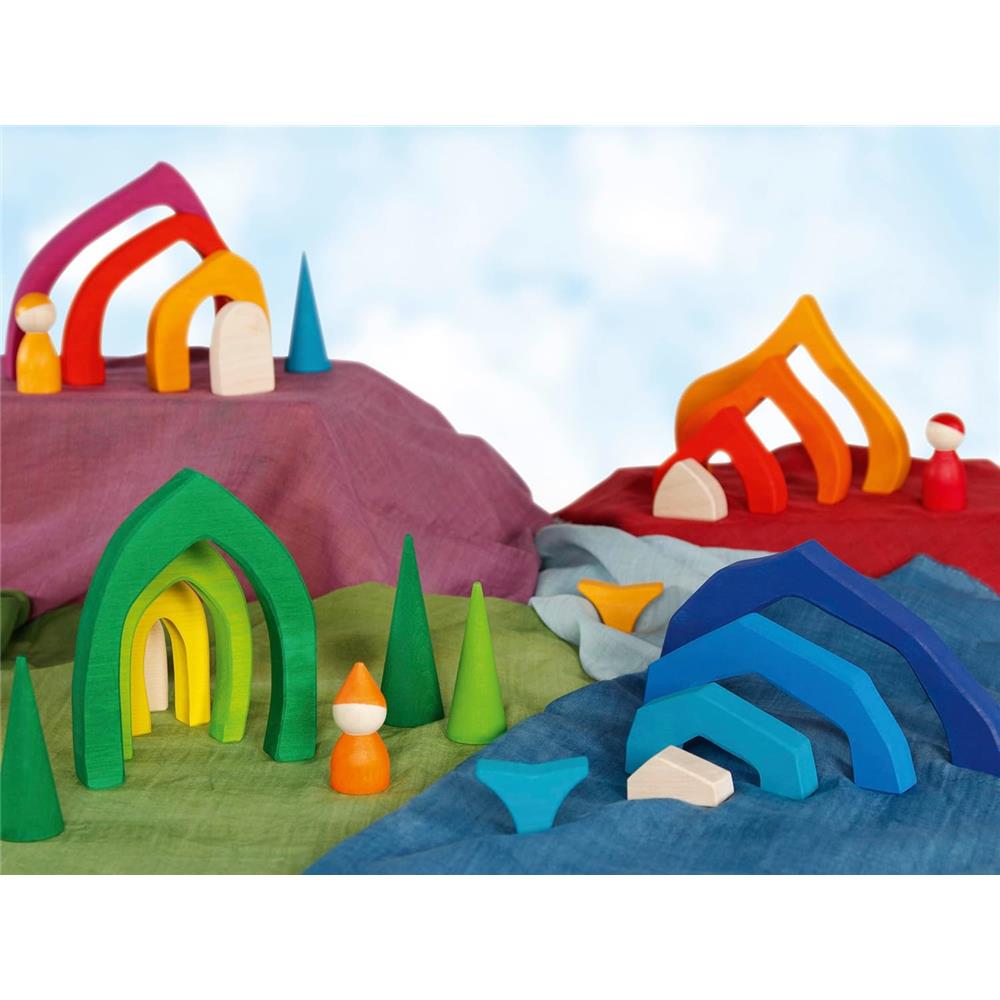 Goki Holzbausteine - Vier Jahreszeiten, bunt lackiert