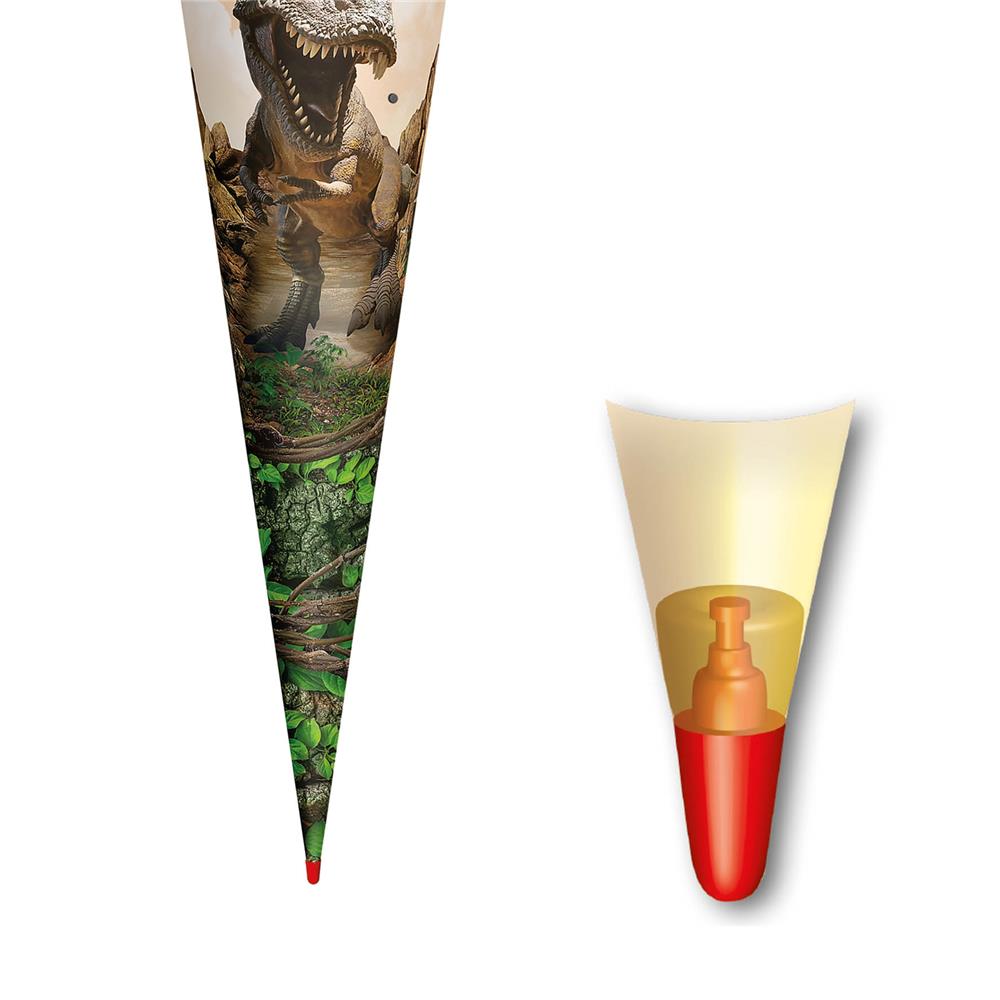 Roth Schultüte Dinosaurier Tyrannosaurus, 70cm, rund, Rot(h)-Spitze, Filzverschluss, mit Sound