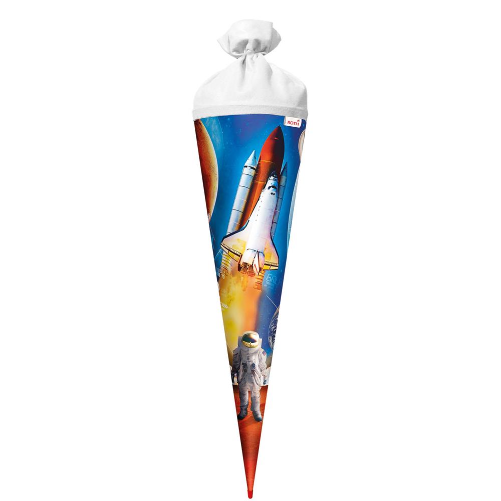 Roth Schultüte Weltraum, 70cm, rund, Rot(h)-Spitze, Filzverschluss