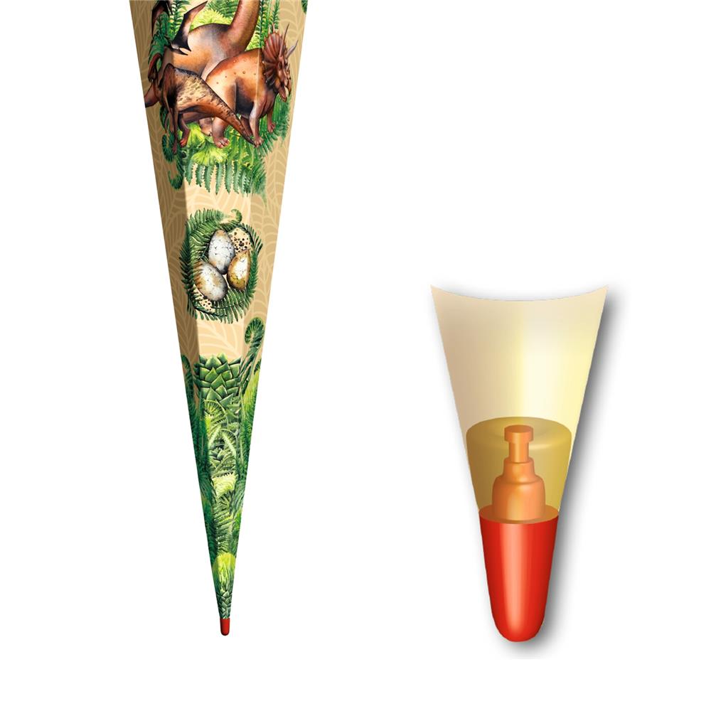 Roth Schultüte Dinosaurier Veganosaurus, 85cm, eckig, Rot(h)-Spitze, Tüllverschluss