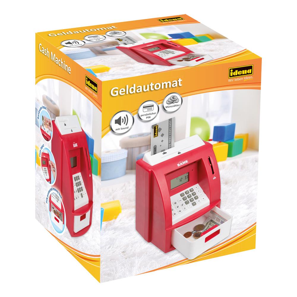 Idena digitale Spardose Geldautomat mit Sound in Rot Münzzähler