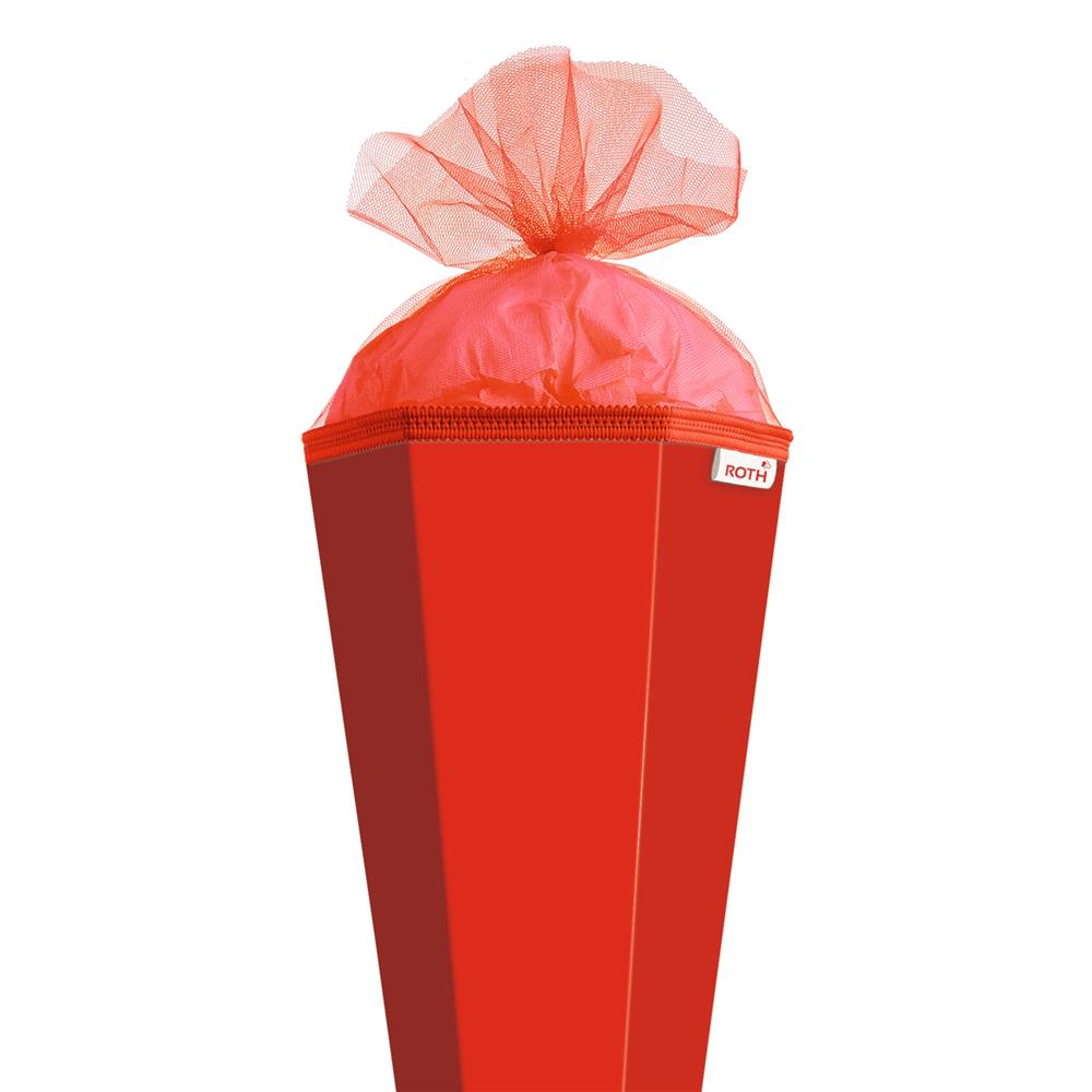 Roth Schultüte-Rohling/Basteltüte, rot, 85cm, eckig, Rot(h)-Spitze, mit Tüllverschluss
