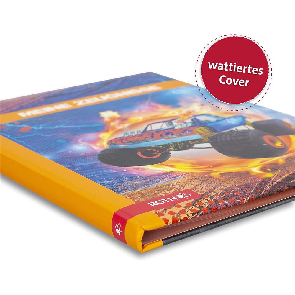 Roth Zeugnismappe Monstertruck mit Folie, mit 10 A4 Klarsichthüllen