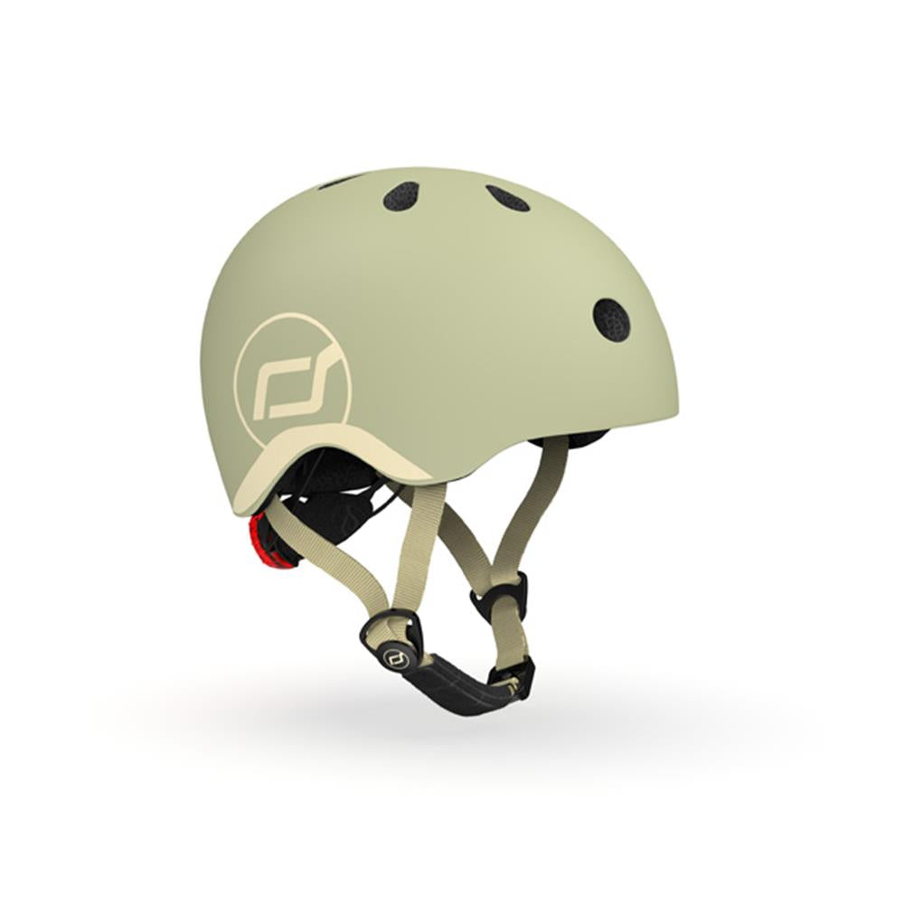 Scoot & Ride Kinderhelm Größe XXS-S (45-51 cm) olive - Schutzhelm mit LED-Licht