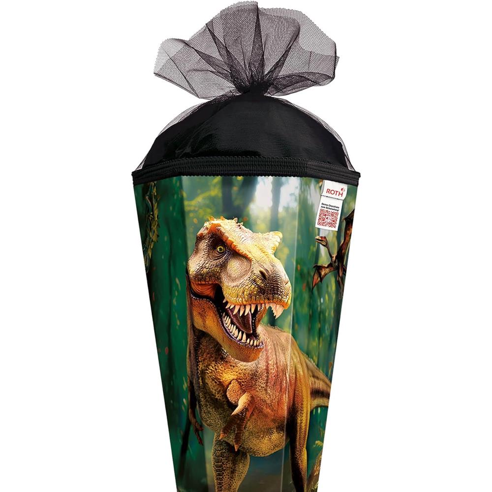 Roth Schultüte Dinosaurier T-Rex Welt, 85cm, eckig, Rot(h)-Spitze, Tüllverschluss