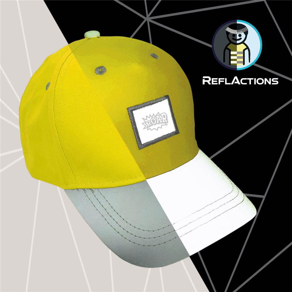 Roth ReflActions Kinder-Basecap Roar, Gelb, 5-8 Jahre, 50-54cm, mit reflektierendem Schirm