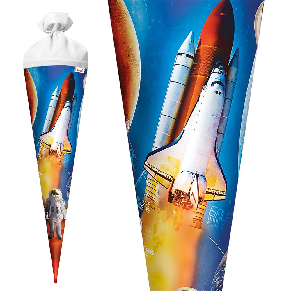 Roth Schultüte Weltraum, 70cm, rund, Rot(h)-Spitze, Filzverschluss