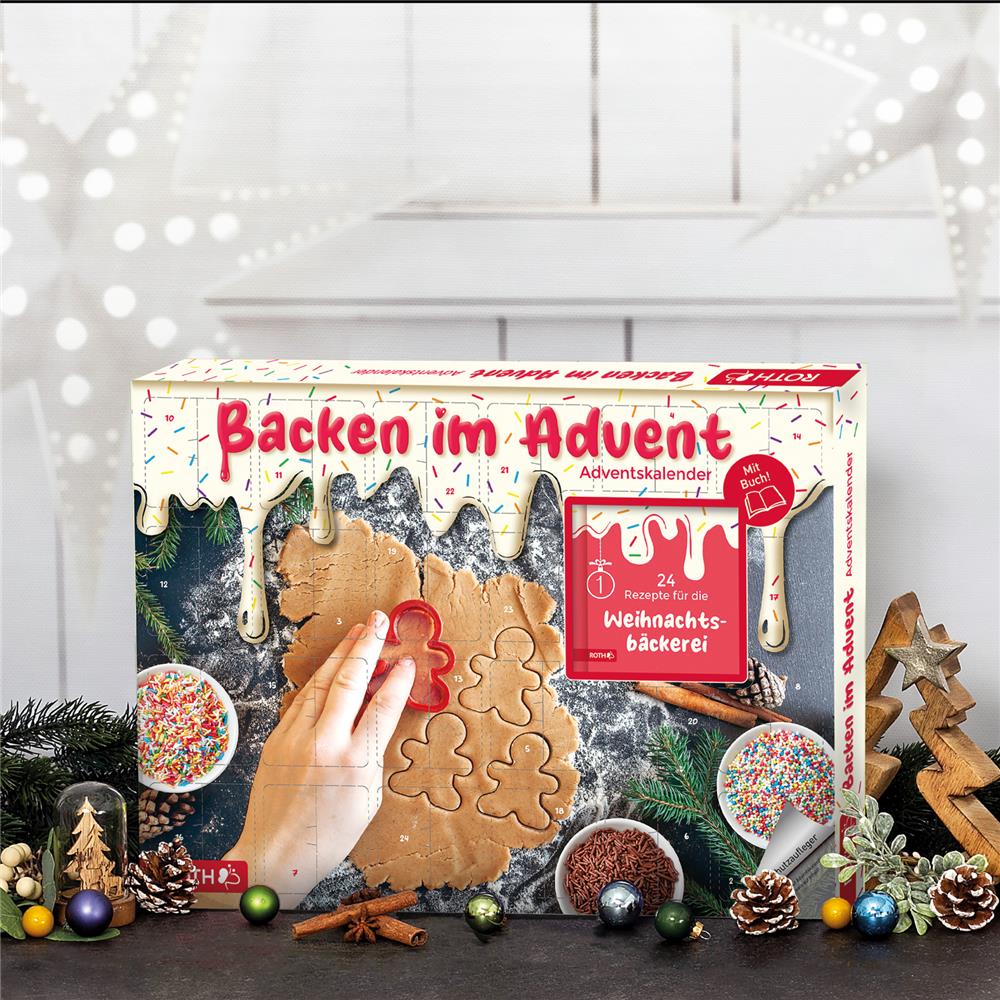 Roth Backen im Advent Adventskalender – 24 Backutensilien & Rezeptbuch für Plätzchenduft im Advent