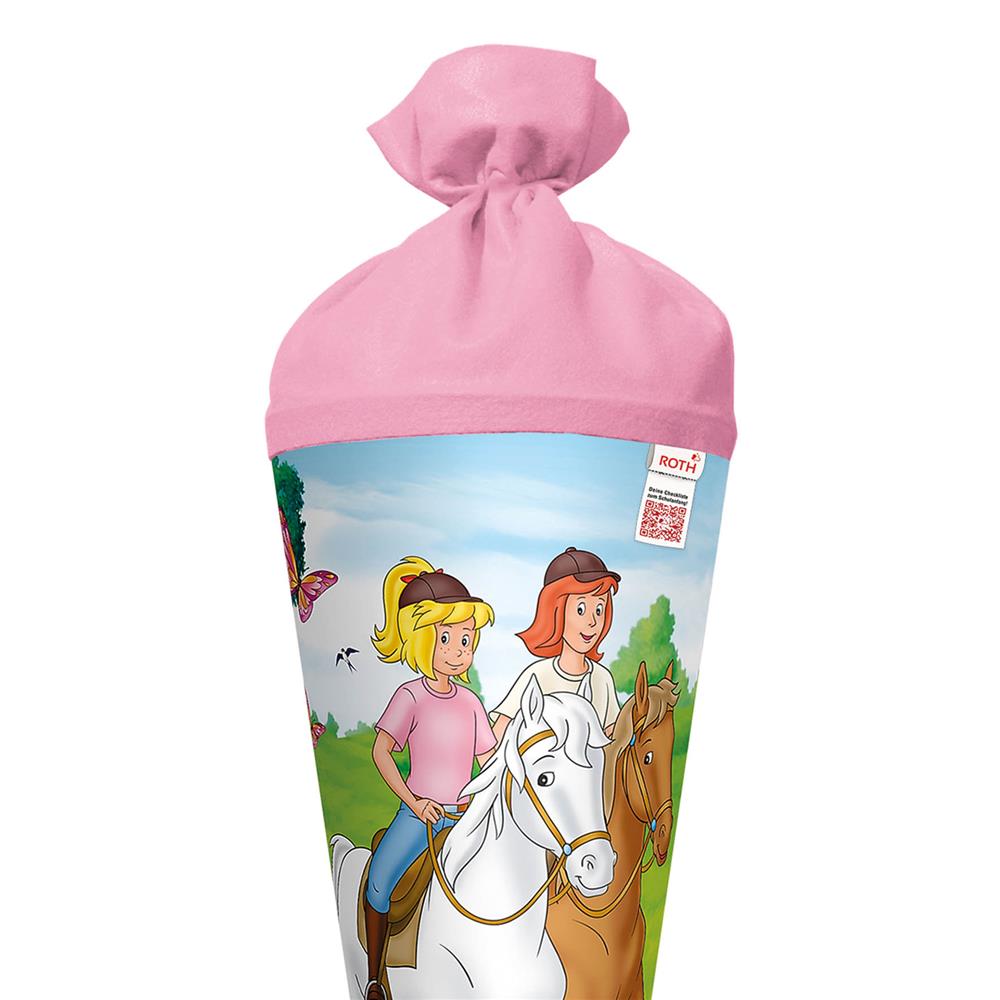 Roth Schultüte Bibi und Tina - Pferdefreunde, 70cm, rund, Rot(h)-Spitze, Filzverschluss