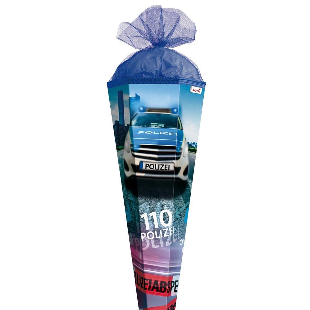 Roth Extra große XXL Schultüte Polizei 110, 100cm, eckig, Rot(h)-Spitze, Tüllverschluss