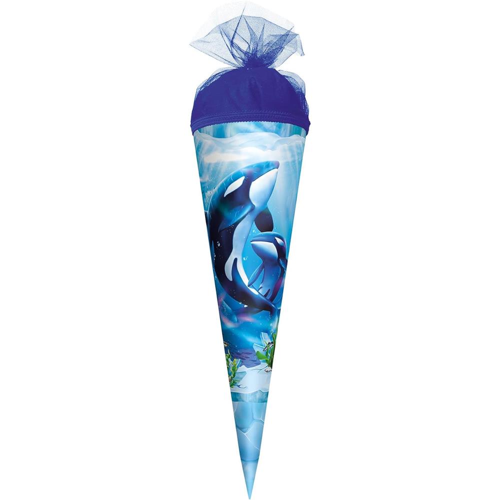 Roth Schultüte Orcas, 22cm, rund, Tüllverschluss