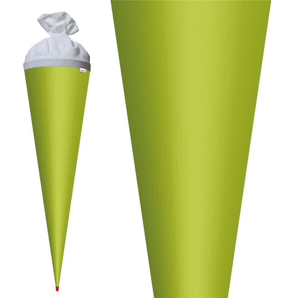 Roth Schultüte-Rohling/Basteltüte, maigrün, 70cm, rund, Rot(h)-Spitze, mit Filzverschluss (weiß)