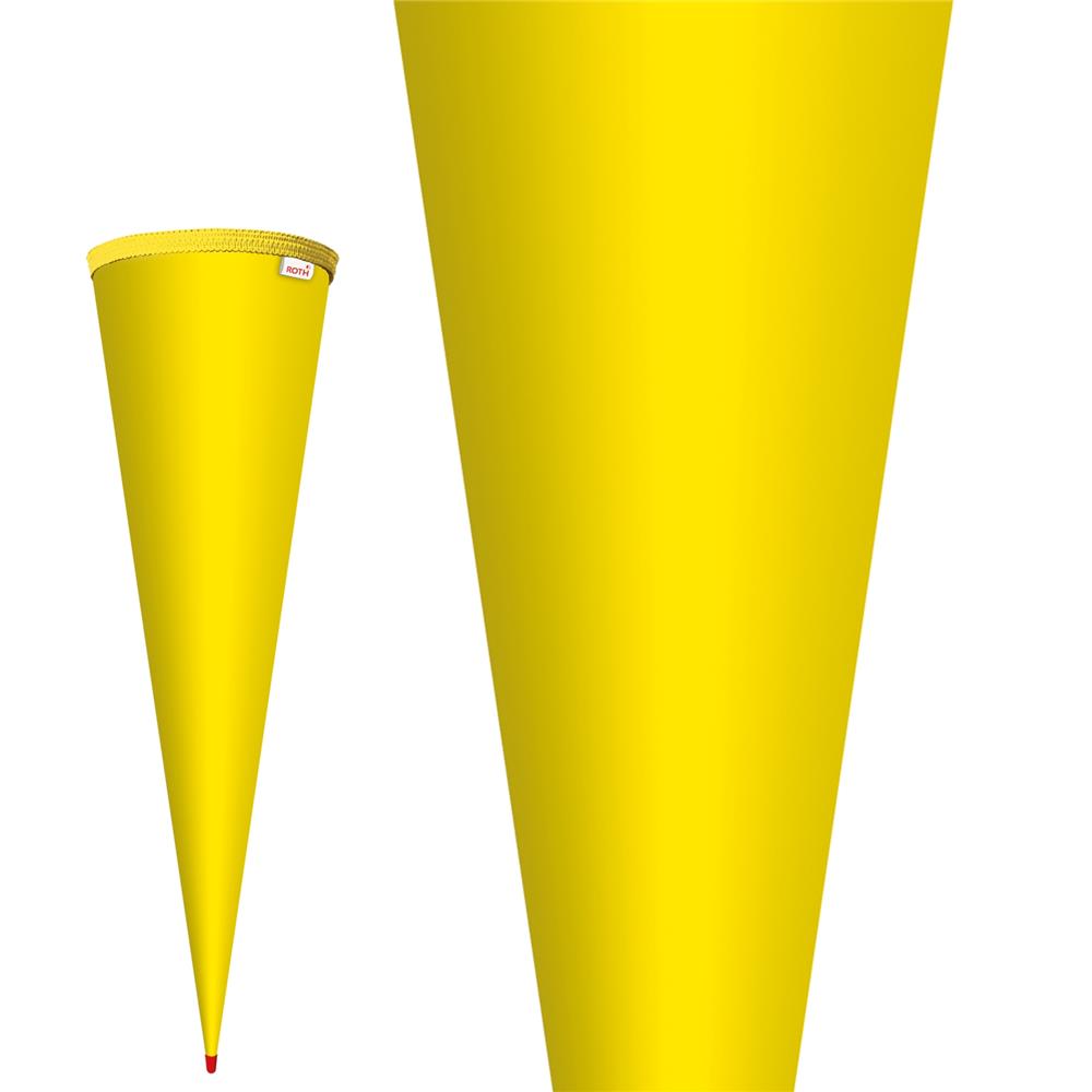 Roth Schultüte-Rohling/Basteltüte, gelb, 70cm, rund, Rot(h)-Spitze, ohne Verschluss