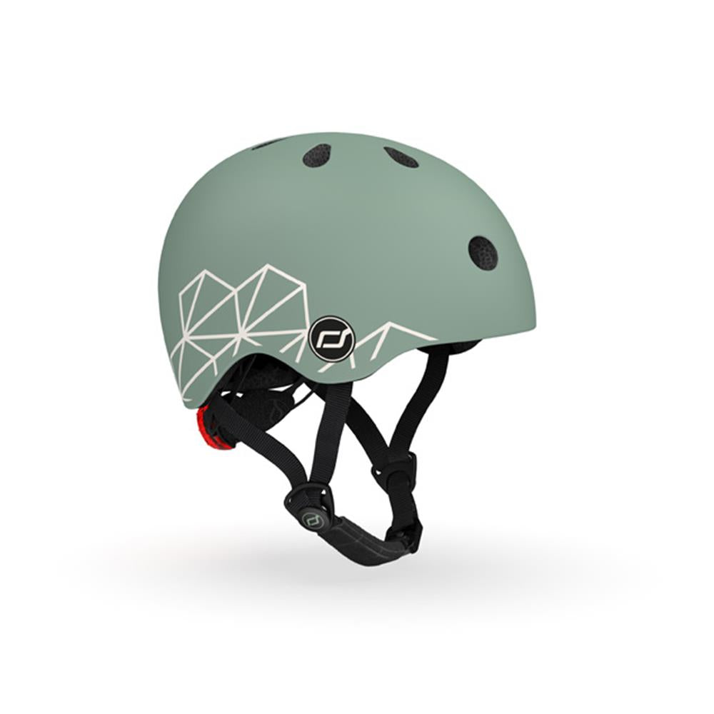 Scoot & Ride Kinderhelm Größe XXS-S (45-51 cm) green lines - Schutzhelm mit LED-Licht