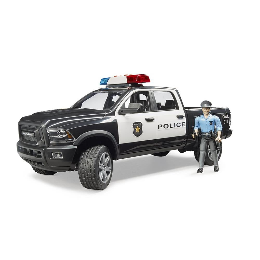 Bruder 02505 - RAM 2500 Polizei Pickup mit Polizist, 1:16, mit Licht & Sound