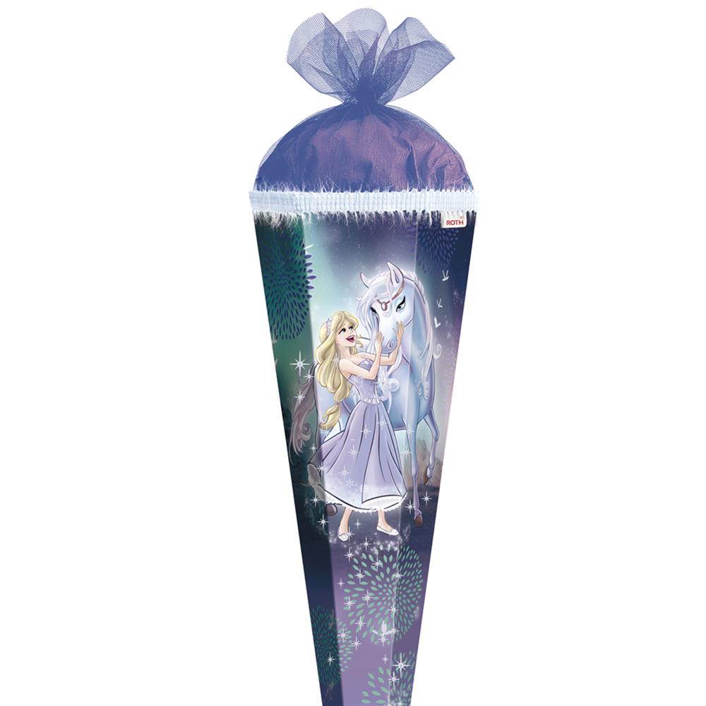 Roth Schultüte Königin im Eis, 85cm, eckig, Rot(h)-Spitze, Tüllverschluss, Glitter, Glitzerborte