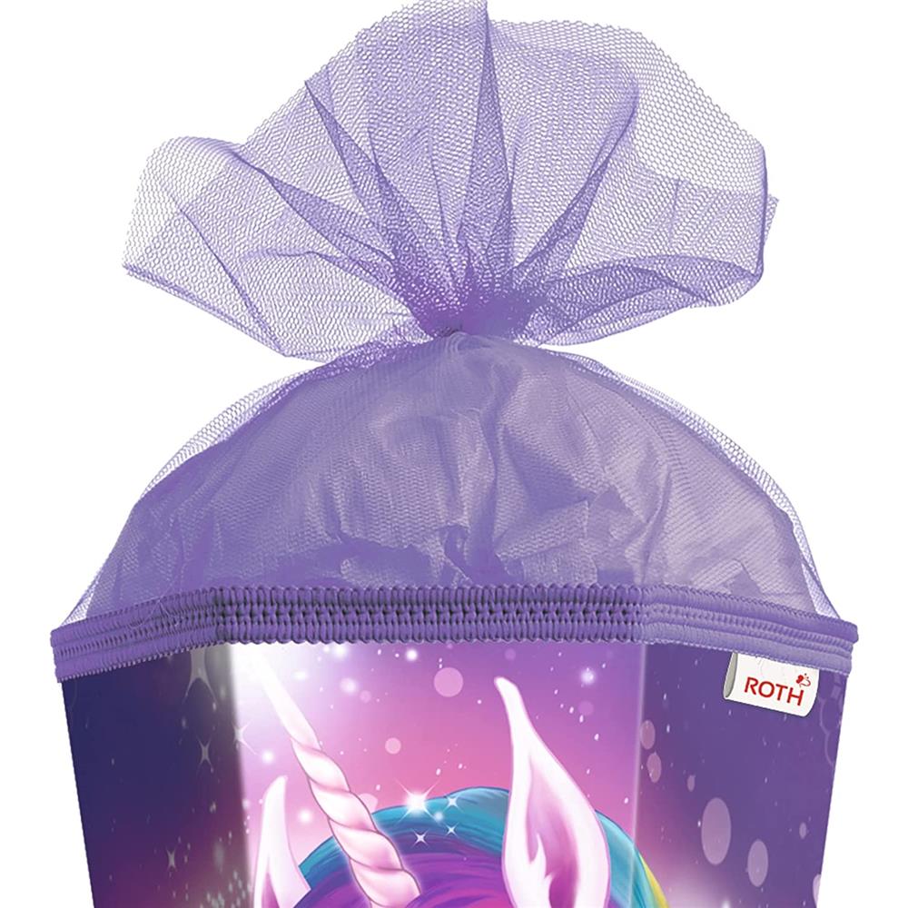 Roth Schultüte Einhornportrait, 85cm, eckig, Rot(h)-Spitze, Tüllverschluss